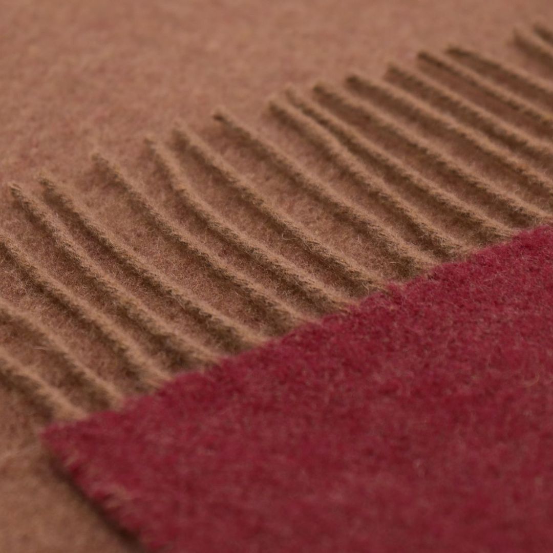 Dvipusis kašmyro pledas burgundiškas-kešu