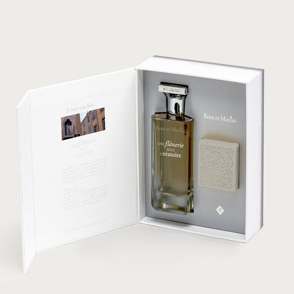 Dovanų rinkinys UNE FLÂNERIE SOUS L'ORATOIRE 100 ml parfumuotas vanduo (EDP) + 35 g aromatinis muilas - THE HOME STORY